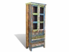Bibliothèque meuble de rangement | meuble étagère multicolore 5 tiroirs et 2 portes bois récupéré meuble pro frco43888