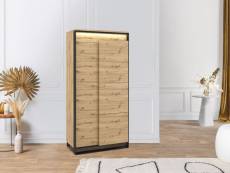 Bobochic armoire 2 portes 95 cm kyria avec led imitation