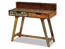 Bureau table meuble travail informatique bois de récupération massif helloshop26 0502144