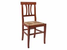 Chaise de salon ou de cuisine, style campagnard, structure en bois avec fond en paille, 42,5x42h89 cm, couleur noyer 8052773613118