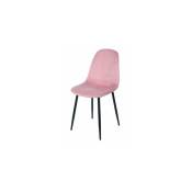 Chaise en velours rose pieds en métal noir - 44x53x88cm - Rose