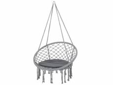 Chaise suspendue chaise hamac de voyage portable ø 80 x 42h m macramé coton polyester gris