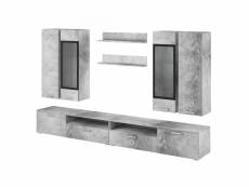 Composition xl de 8 meubles design pour salon coloris gris effet béton collection connor