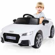 Costway - Audi Voiture Electrique Audi ttrs 12V pour Enfants Max. 5 Km/h, Double Porte avec Télécommande 2.4G,2 Moteurs , MP3, Lumières led Blanc