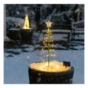 Ensoleille - Sapin de Noël solaire à led en métal, guirlandes lumineuses pour sapin de Noël intérieur extérieur, guirlandes lumineuses de décoration,