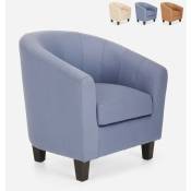Fauteuil Club Design enveloppant en Simili Cuir Salon Bureau Seashell Soft Couleur: Turquoise