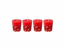 Feeric christmas - lot de 4 bougies votive rouge étoiles