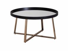 Finebuy table basse design ronde ø 78 cm or foncé avec plateau en verre miroir | table basse structure en métal noir | grande table d'appoint