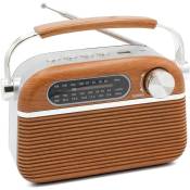 Fishtec - Radio Vintage usb et MP3 + Stations fm-am-sw - Motif Bois et Inox
