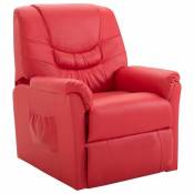 Helloshop26 Fauteuil chaise siège lounge design club sofa salon inclinable rouge similicuir 1102214/3