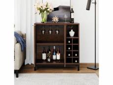 Homavo armoire à vin marron, cave à vin avec deux portes, étagère à vin en fer et en bois 86*75*35cm