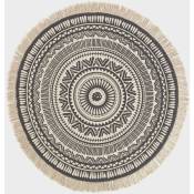 Homescapes - Tapis rond Mandala Noir en coton, 145