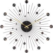Horloge ronde en métal sunburst 50 cm noir
