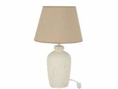 Lampe esmee ciment-textile blanc-beige - l 28 x l 28 x h 48 cm