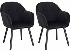 Lot de 2 chaises de cuisine.chaises de salle à manger.chaises de relax en velours+bois massif.noir