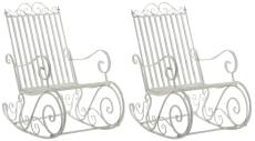 Lot de 2 fauteuils à bascule pour jardin en métal Blanc antique
