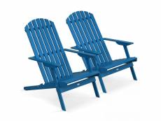 Lot de 2 fauteuils pliant en bois d'eucalyptus bleu pacific