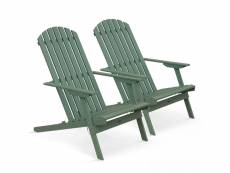 Lot de 2 fauteuils pliant en bois d'eucalyptus vert