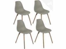 Lot de 4 chaises scandinaves de cuisine pieds bois OVA (gris)
