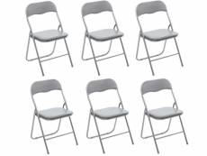Lot de 6 chaises pliantes en acier et polyuréthane coloris gris - dim : l44 x l44 x h79,5 cm - pegane -
