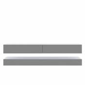 Meuble tv contemporain 2 tiroirs blanc mat gris brillant