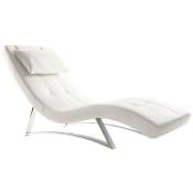 Miliboo - Chaise longue design blanc et acier chromé monaco - Blanc