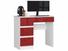 Mir - bureau informatique style moderne - 90x77x50 - 4 tiroirs spacieux - rouge