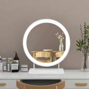 Miroir grossissant, Grand miroir de maquillage illuminé avec miroir de courtoisie à led illuminé, miroir à led à intensité variable, miroir rond