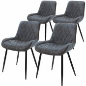 Ml-design - Lot de 4 chaises salle à manger cuisine anthracite simili pu pieds acier 120 kg