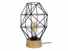 Octogonal - lampe de chevet géométrique bois naturel et noir 64976