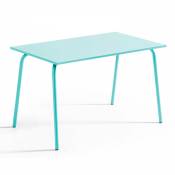 Oviala - Table de jardin en acier 120 x 70 cm turquoise