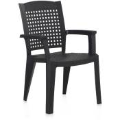 Pegane - Lot de 2 chaises de jardin empilables en résine coloris Gris - Longueur 59 x Profondeur 60 x Hauteur 87 cm