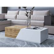 Pitt - table basse - 124 cm - style industriel - bois / blanc - Bois / Blanc