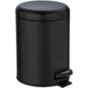 Poubelle à pédale Leman, petite poubelle salle de bain, capacité 5L, acier, 21x24x28 cm, noir - Wenko
