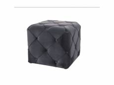 Pouf design cube velours capitonné noir ligo 199