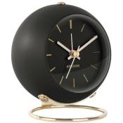 Present Time - Réveil Globe Noir - Noir