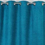 Rideau obscurcissant aspect laine chinée polyester bleu 140x250 cm