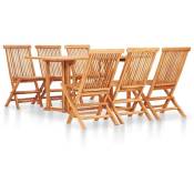 Salle à manger du jardin pliant en bois massif avec 6 chaises et table