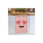 Sticker réfrigérateur et lave vaisselle, smiley rose amoureux affection déco, 75 cm x 49 cm - Multicouleur