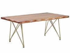 Table basse en bois clair avec pieds dorés raley 302899