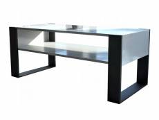 Table basse lovy blanc / noir - style industriel - 120cm x 64 cm