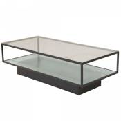 Table basse moderne en métal avec plateau en verre