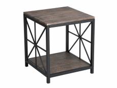 Table d'appoint bouts de canapé design à 2 niveaux guéridon industriel pour salon, chambre en bois cadre en acier robuste, marron