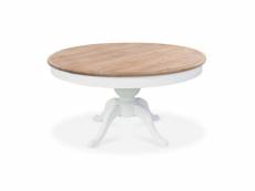 Table ronde extensible en bois sidonie blanc