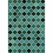 Tapis vinyle motif arabesques vertes L.95 x l.66 cm
