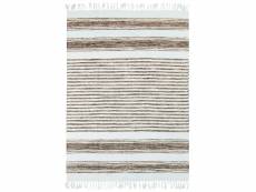 Terra cotton lignes - tapis 100% coton lignes sable-blanc