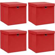 Vidaxl - Boîtes de rangement et couvercles 4 pcs Rouge 32x32x32 cm Tissu