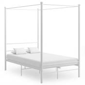 Vidaxl - Cadre de lit à baldaquin Blanc Métal 140x200 cm
