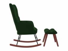 Vidaxl chaise à bascule avec repose-pied vert foncé velours