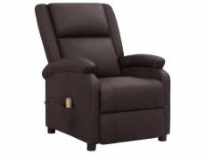 Vidaxl fauteuil inclinable de massage électrique marron cuir véritable